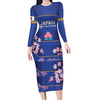 Custom Japan Rugby Family Matching Long Sleeve Bodycon Dress and Hawaiian Shirt Go Brave Blossoms - Wonder Print Shop