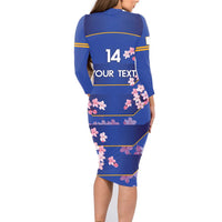 Custom Japan Rugby Family Matching Long Sleeve Bodycon Dress and Hawaiian Shirt Go Brave Blossoms - Wonder Print Shop