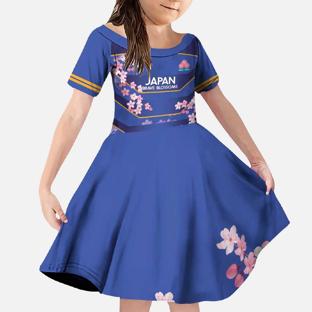 Custom Japan Rugby Family Matching Off Shoulder Maxi Dress and Hawaiian Shirt Go Brave Blossoms - Wonder Print Shop