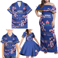Custom Japan Rugby Family Matching Off Shoulder Maxi Dress and Hawaiian Shirt Go Brave Blossoms - Wonder Print Shop