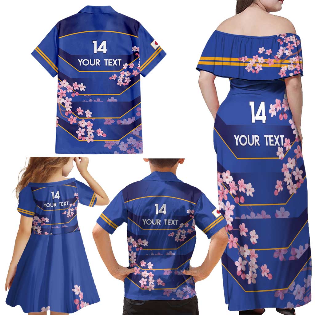 Custom Japan Rugby Family Matching Off Shoulder Maxi Dress and Hawaiian Shirt Go Brave Blossoms - Wonder Print Shop