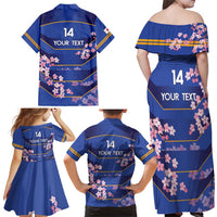 Custom Japan Rugby Family Matching Off Shoulder Maxi Dress and Hawaiian Shirt Go Brave Blossoms - Wonder Print Shop