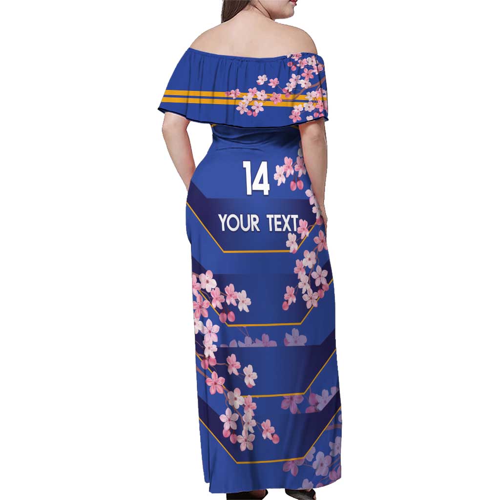 Custom Japan Rugby Family Matching Off Shoulder Maxi Dress and Hawaiian Shirt Go Brave Blossoms - Wonder Print Shop