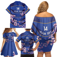 Custom Japan Rugby Family Matching Off Shoulder Short Dress and Hawaiian Shirt Go Brave Blossoms - Wonder Print Shop