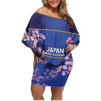 Custom Japan Rugby Family Matching Off Shoulder Short Dress and Hawaiian Shirt Go Brave Blossoms - Wonder Print Shop