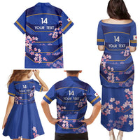 Custom Japan Rugby Family Matching Puletasi and Hawaiian Shirt Go Brave Blossoms - Wonder Print Shop