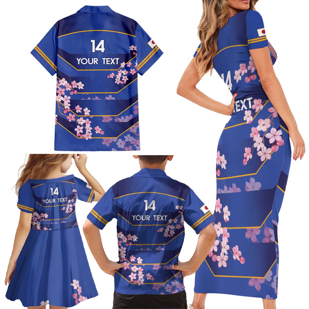 Custom Japan Rugby Family Matching Short Sleeve Bodycon Dress and Hawaiian Shirt Go Brave Blossoms - Wonder Print Shop