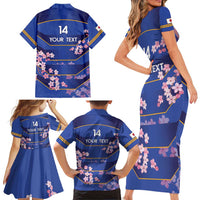 Custom Japan Rugby Family Matching Short Sleeve Bodycon Dress and Hawaiian Shirt Go Brave Blossoms - Wonder Print Shop