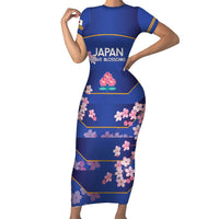 Custom Japan Rugby Family Matching Short Sleeve Bodycon Dress and Hawaiian Shirt Go Brave Blossoms - Wonder Print Shop