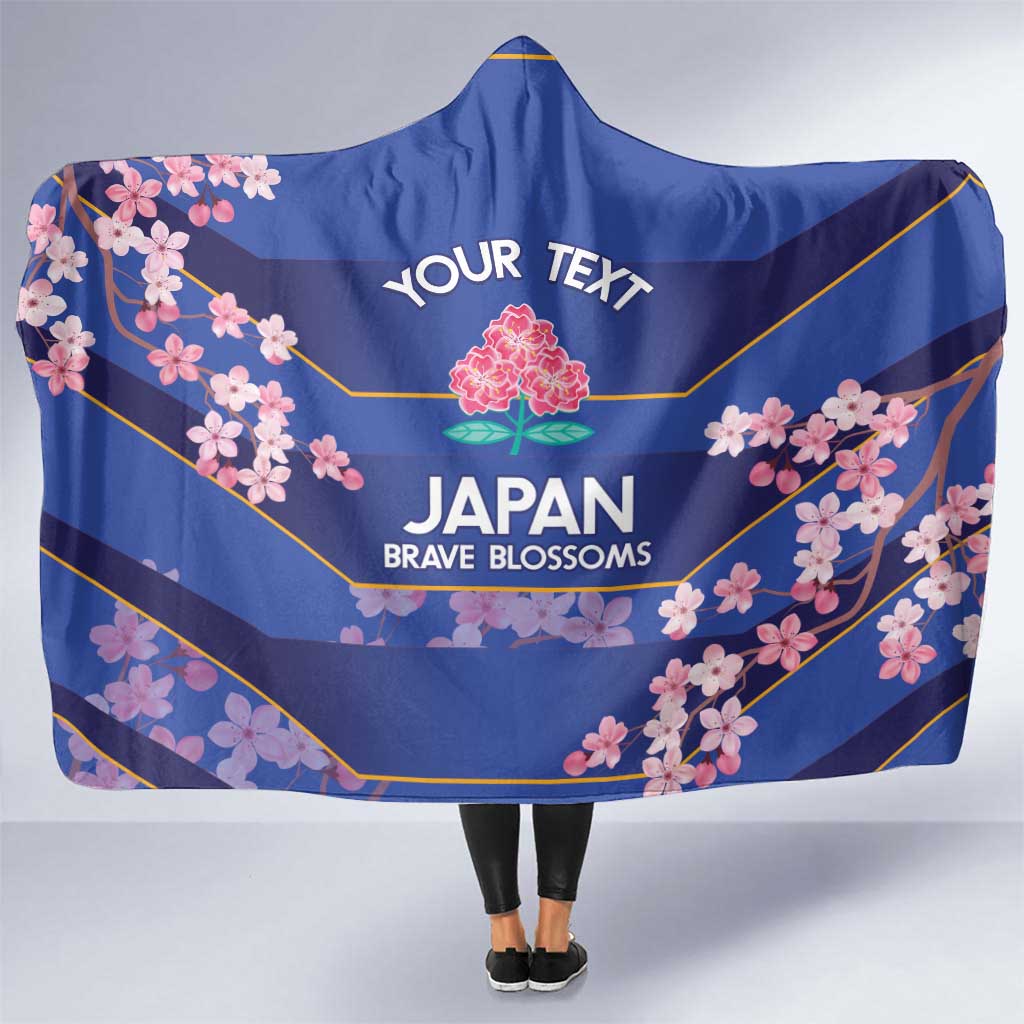 Custom Japan Rugby Hooded Blanket Go Brave Blossoms