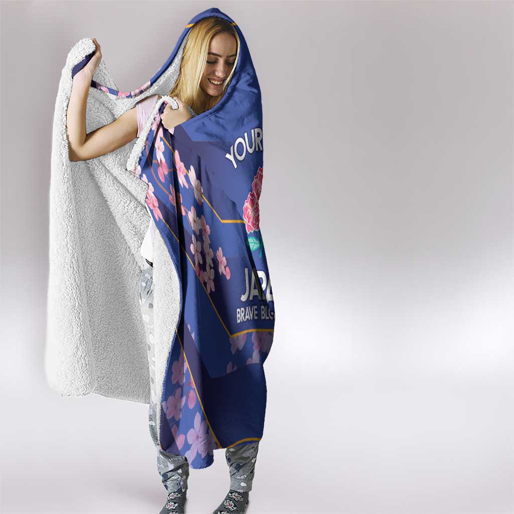 Custom Japan Rugby Hooded Blanket Go Brave Blossoms