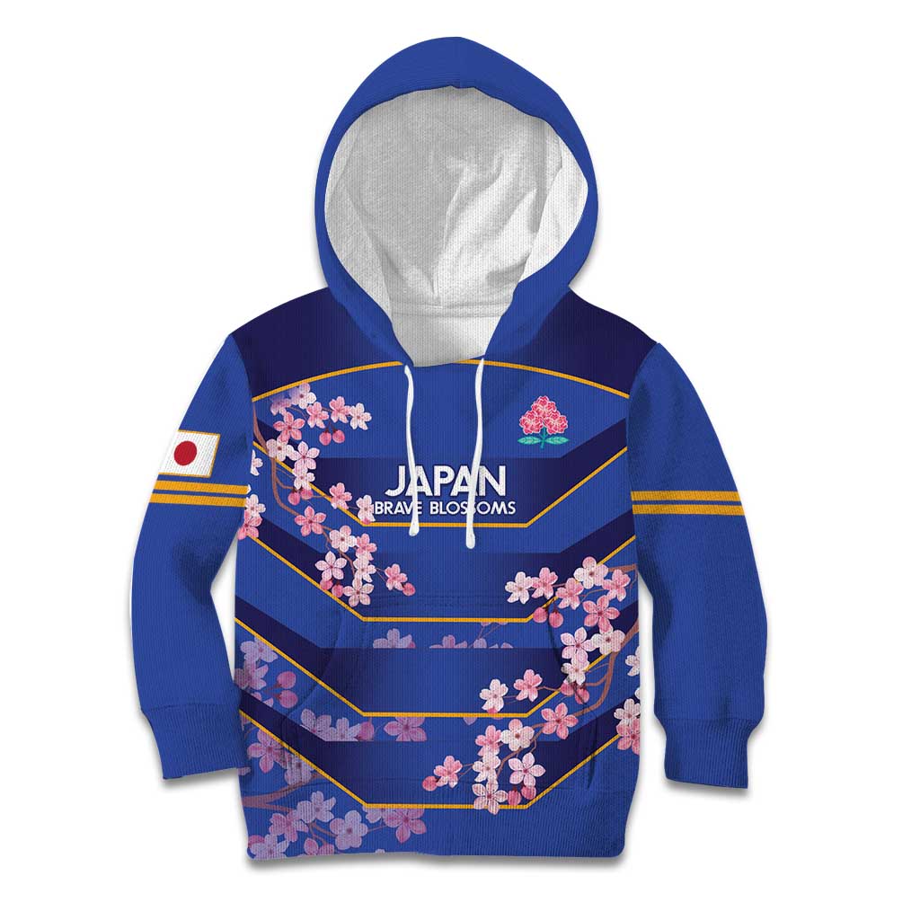 Custom Japan Rugby Kid Hoodie Go Brave Blossoms - Wonder Print Shop