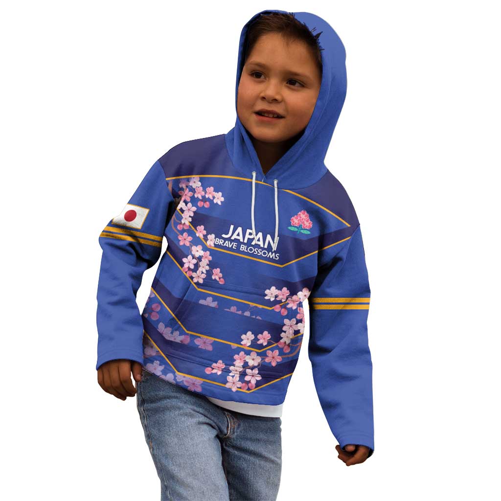 Custom Japan Rugby Kid Hoodie Go Brave Blossoms - Wonder Print Shop