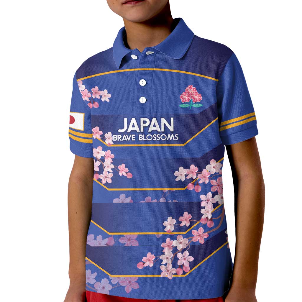 Custom Japan Rugby Kid Polo Shirt Go Brave Blossoms - Wonder Print Shop