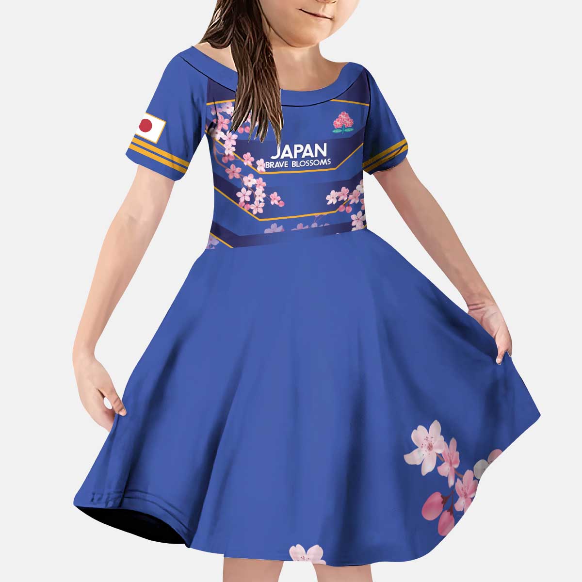 Custom Japan Rugby Kid Short Sleeve Dress Go Brave Blossoms - Wonder Print Shop
