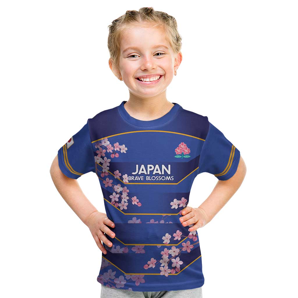 Custom Japan Rugby Kid T Shirt Go Brave Blossoms - Wonder Print Shop