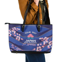 Custom Japan Rugby Leather Tote Bag Go Brave Blossoms - Wonder Print Shop