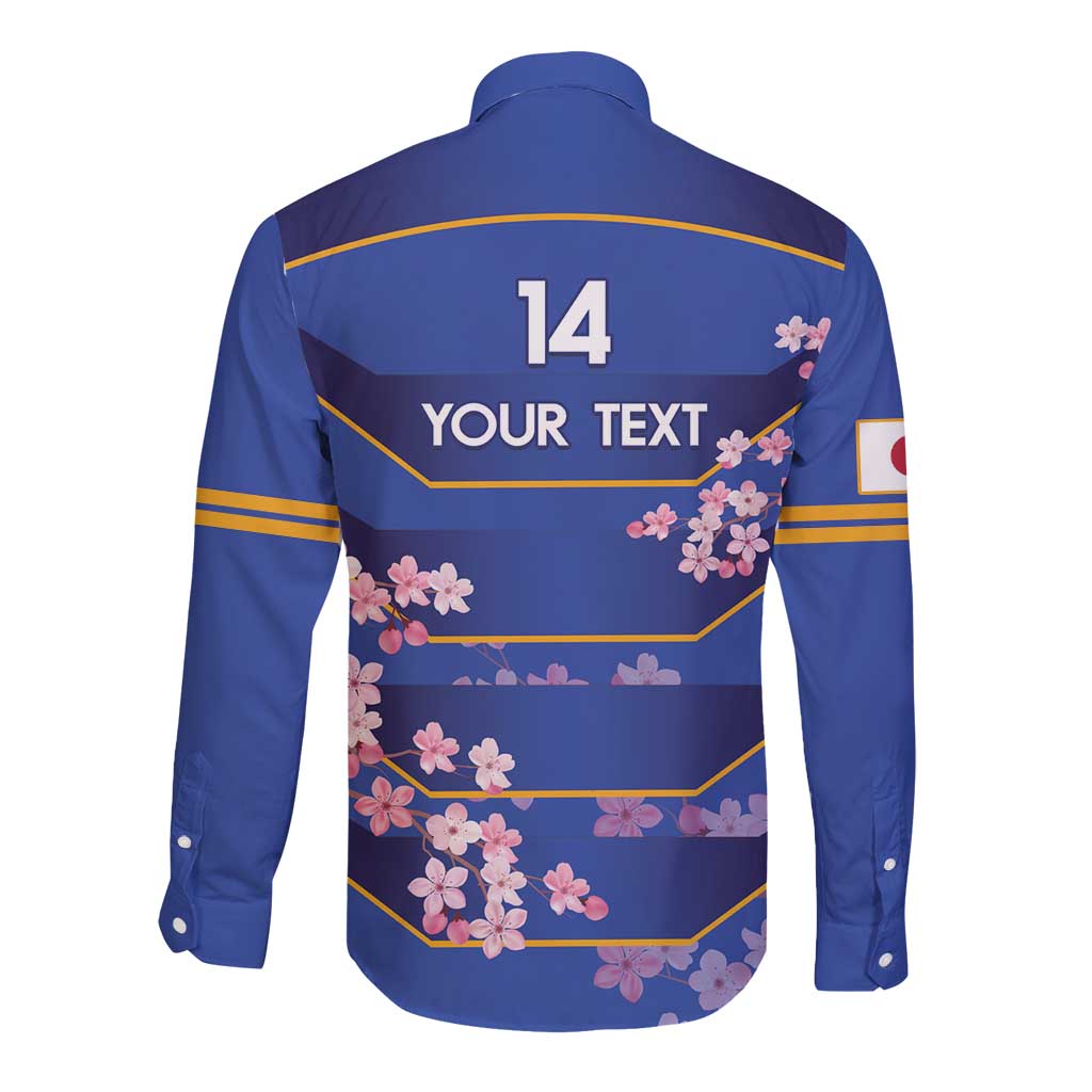 Custom Japan Rugby Long Sleeve Button Shirt Go Brave Blossoms - Wonder Print Shop