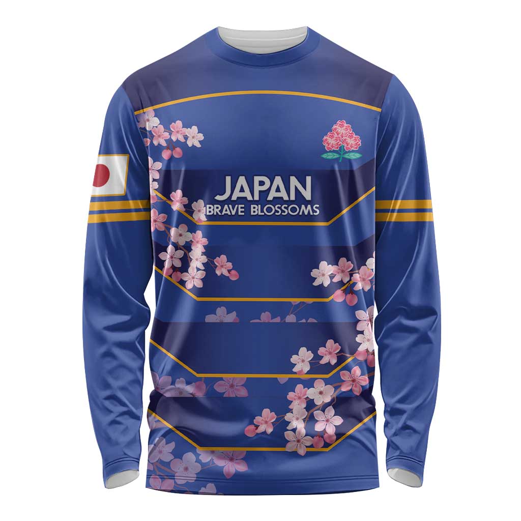 Custom Japan Rugby Long Sleeve Shirt Go Brave Blossoms - Wonder Print Shop