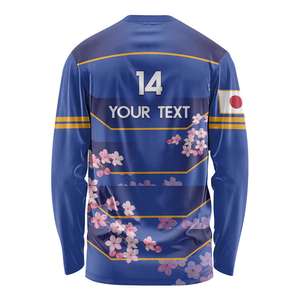 Custom Japan Rugby Long Sleeve Shirt Go Brave Blossoms - Wonder Print Shop