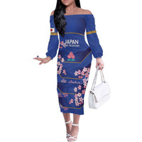 Custom Japan Rugby Off The Shoulder Long Sleeve Dress Go Brave Blossoms - Wonder Print Shop