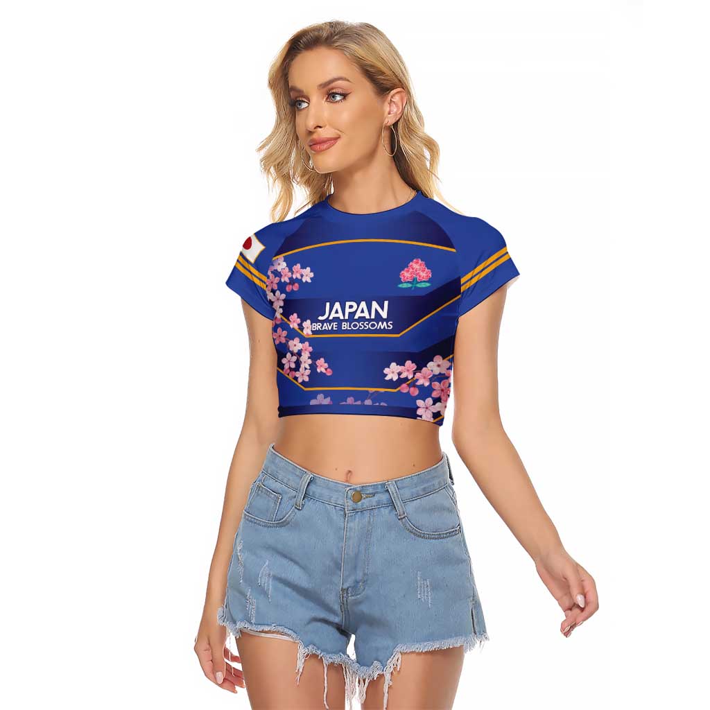 Custom Japan Rugby Raglan Cropped T Shirt Go Brave Blossoms - Wonder Print Shop