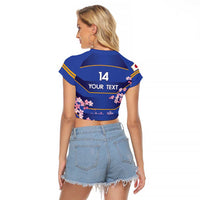 Custom Japan Rugby Raglan Cropped T Shirt Go Brave Blossoms - Wonder Print Shop