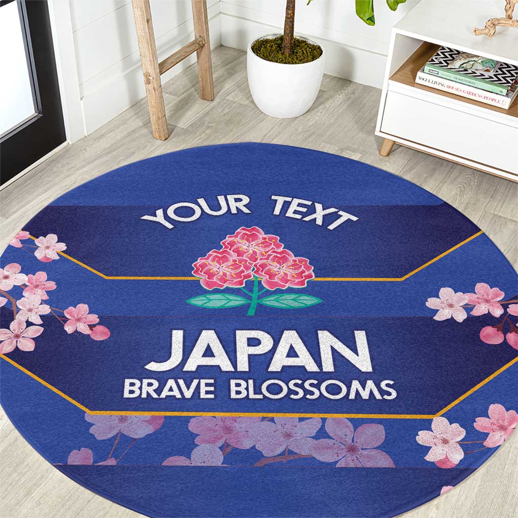 Custom Japan Rugby Round Carpet Go Brave Blossoms