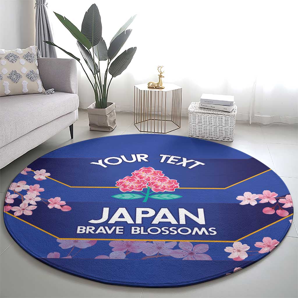 Custom Japan Rugby Round Carpet Go Brave Blossoms