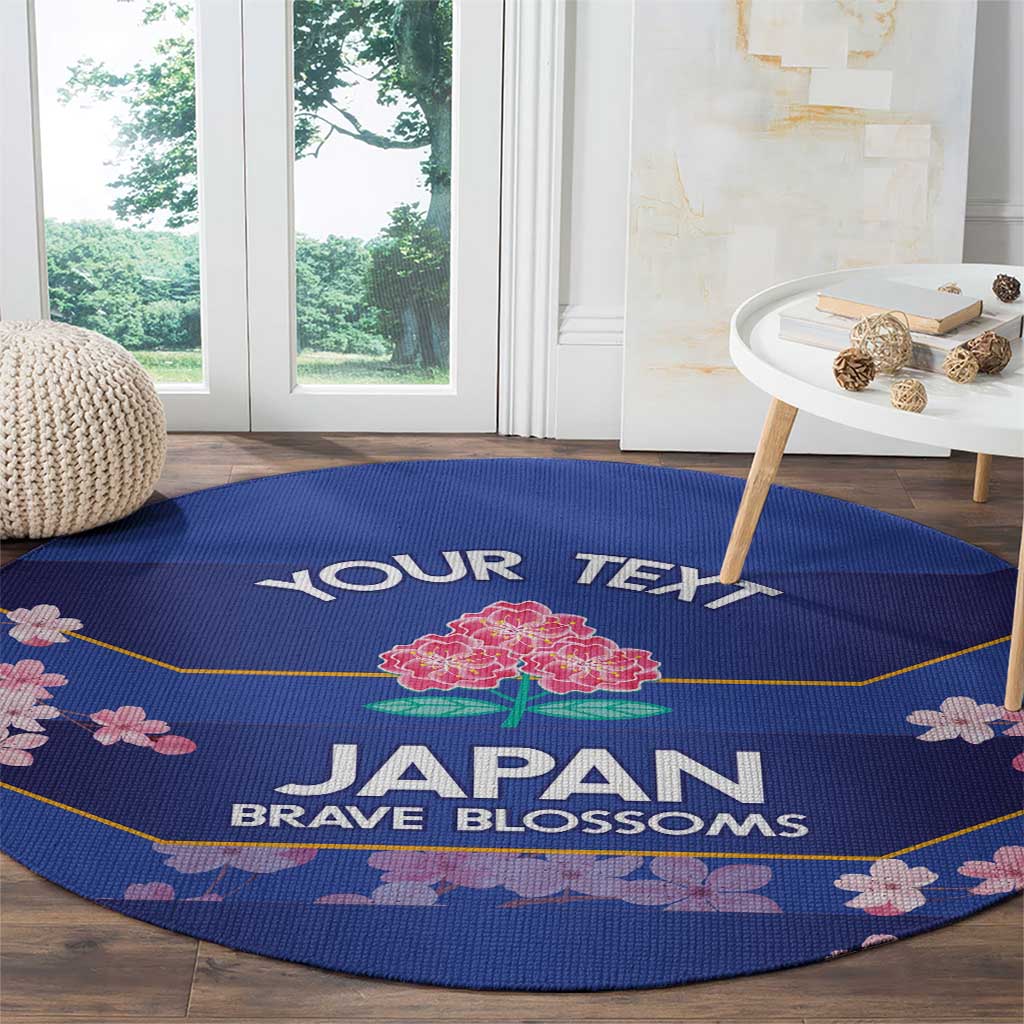 Custom Japan Rugby Round Carpet Go Brave Blossoms