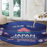 Custom Japan Rugby Round Carpet Go Brave Blossoms