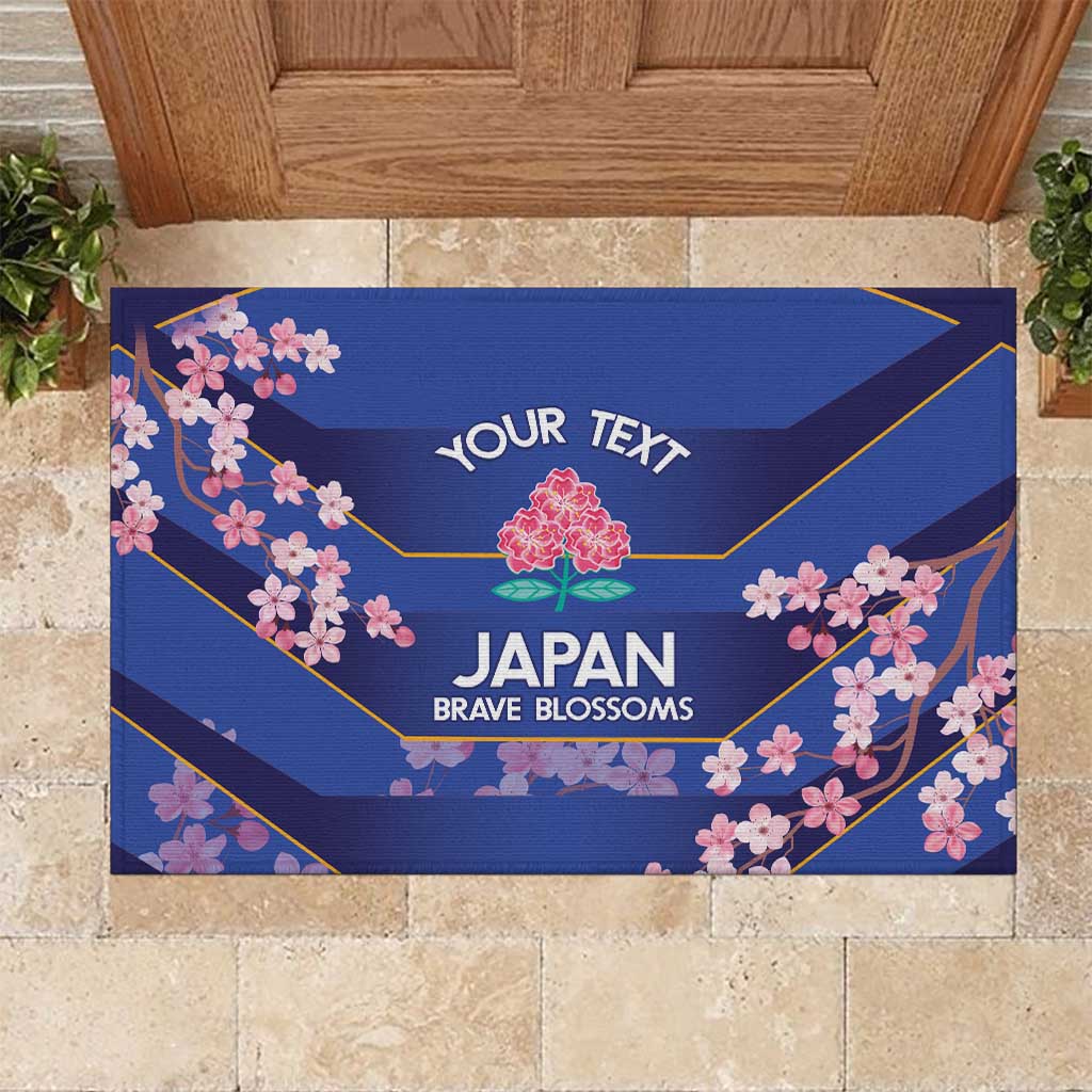 Custom Japan Rugby Rubber Doormat Go Brave Blossoms - Wonder Print Shop