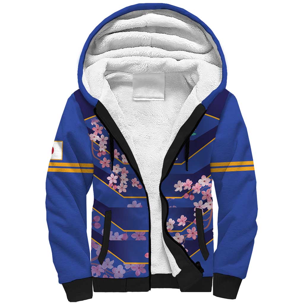Custom Japan Rugby Sherpa Hoodie Go Brave Blossoms - Wonder Print Shop