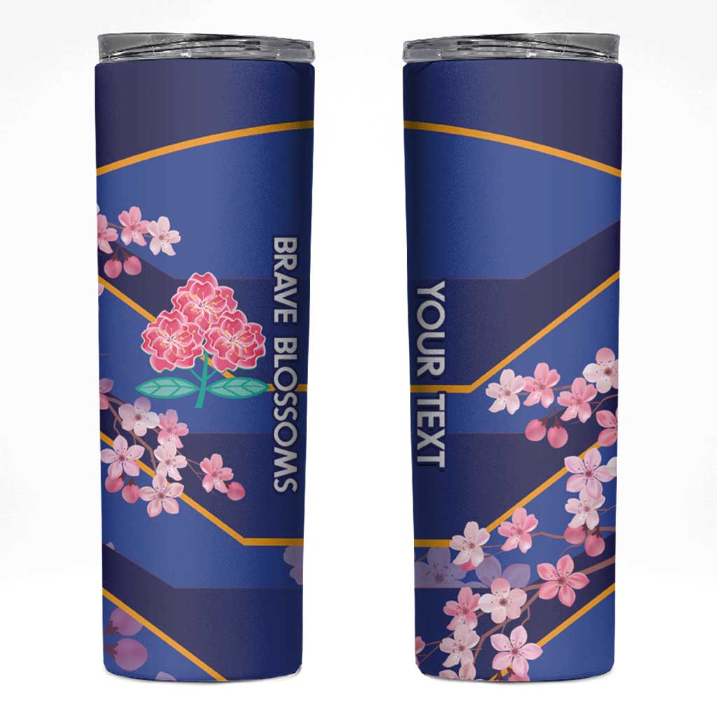 Custom Japan Rugby Skinny Tumbler Go Brave Blossoms - Wonder Print Shop