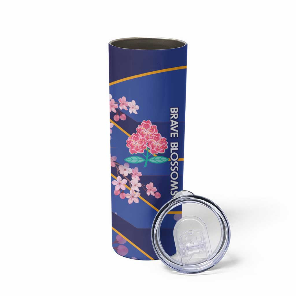 Custom Japan Rugby Skinny Tumbler Go Brave Blossoms - Wonder Print Shop
