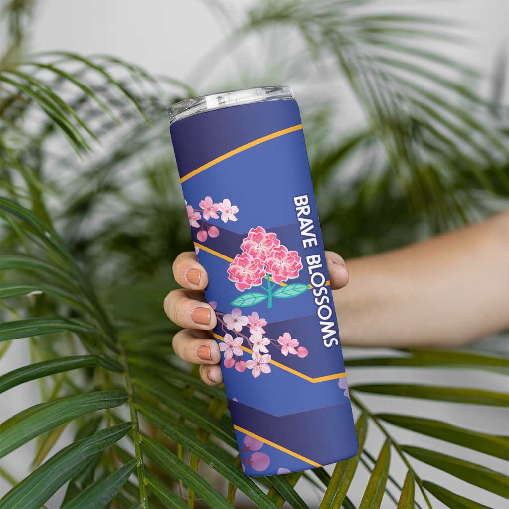 Custom Japan Rugby Skinny Tumbler Go Brave Blossoms - Wonder Print Shop