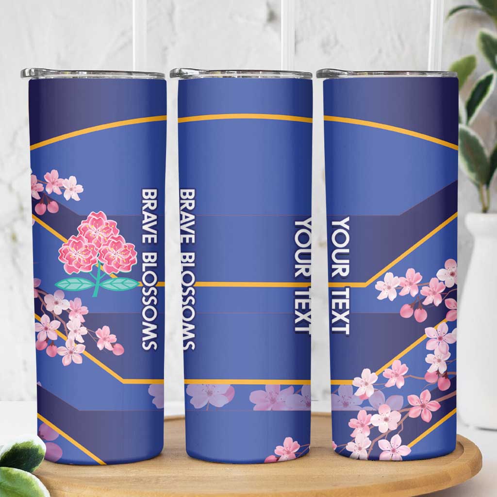 Custom Japan Rugby Skinny Tumbler Go Brave Blossoms - Wonder Print Shop