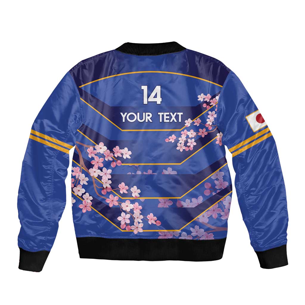 Custom Japan Rugby Sleeve Zip Bomber Jacket Go Brave Blossoms - Wonder Print Shop
