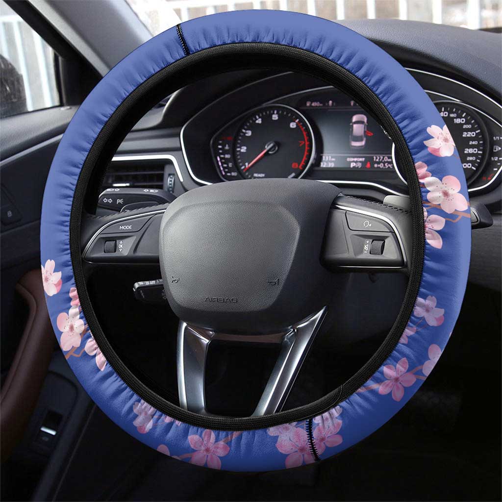 Japan Rugby Steering Wheel Cover Go Brave Blossoms - Wonder Print Shop