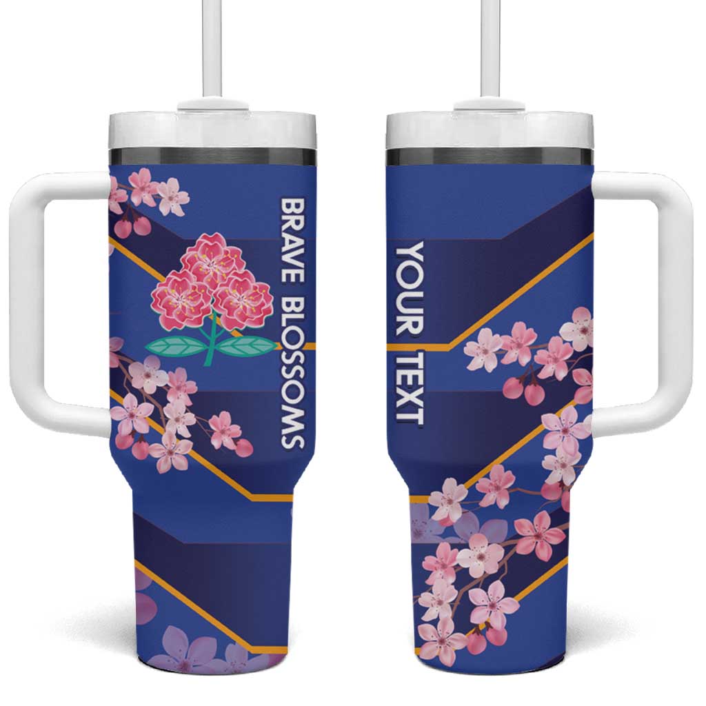 Custom Japan Rugby Tumbler With Handle Go Brave Blossoms - Wonder Print Shop