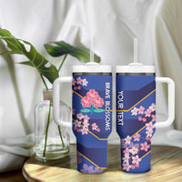 Custom Japan Rugby Tumbler With Handle Go Brave Blossoms - Wonder Print Shop