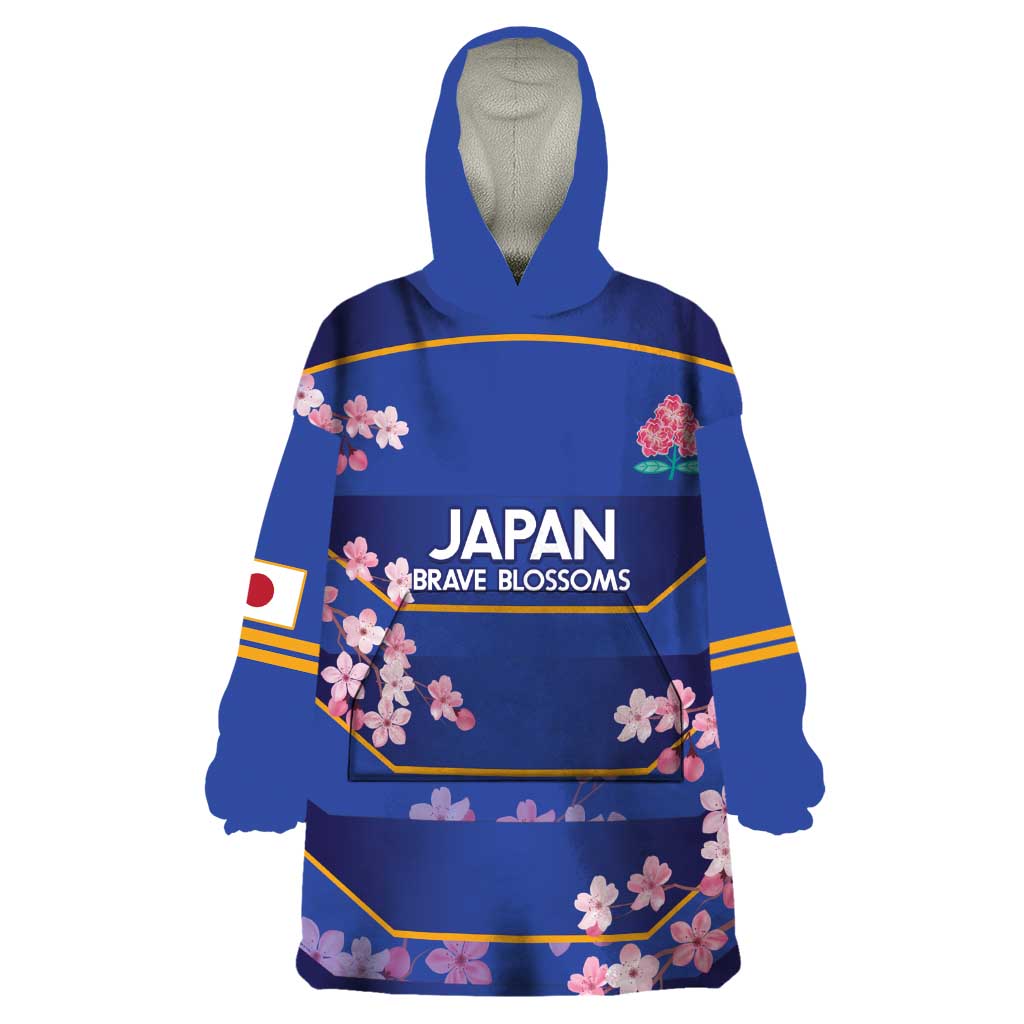 Custom Japan Rugby Wearable Blanket Hoodie Go Brave Blossoms - Wonder Print Shop