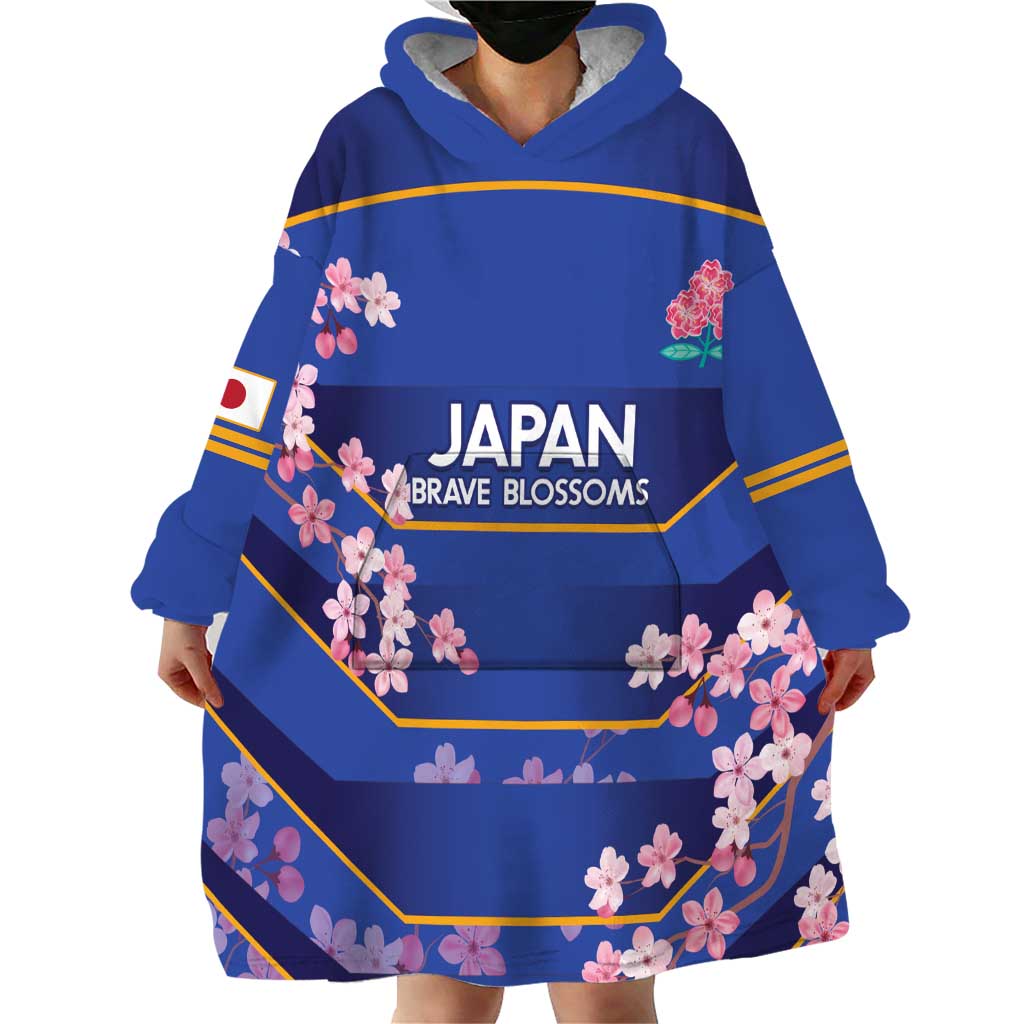 Custom Japan Rugby Wearable Blanket Hoodie Go Brave Blossoms - Wonder Print Shop
