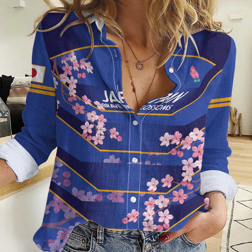 Custom Japan Rugby Women Casual Shirt Go Brave Blossoms - Wonder Print Shop