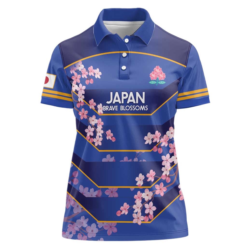 Custom Japan Rugby Women Polo Shirt Go Brave Blossoms - Wonder Print Shop