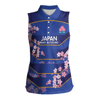 Custom Japan Rugby Women Sleeveless Polo Shirt Go Brave Blossoms - Wonder Print Shop