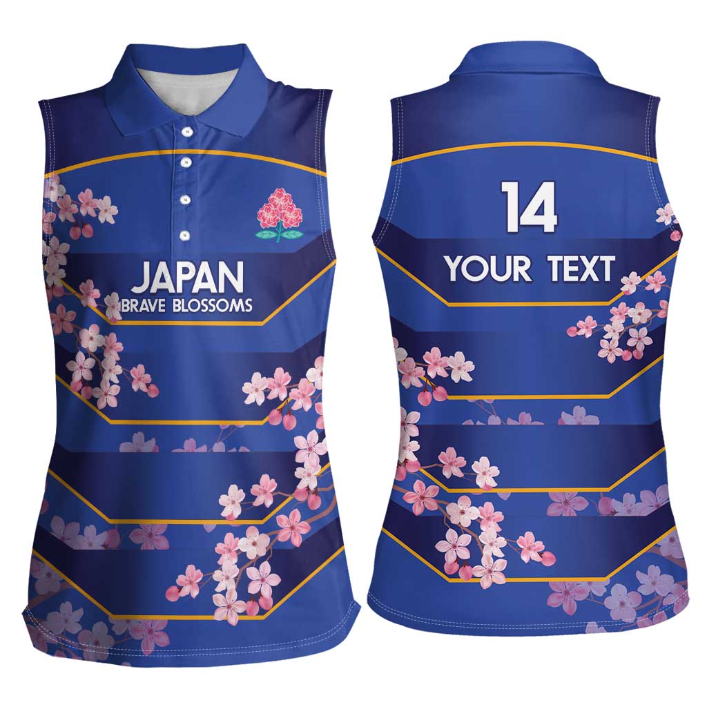 Custom Japan Rugby Women Sleeveless Polo Shirt Go Brave Blossoms - Wonder Print Shop