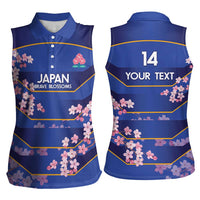Custom Japan Rugby Women Sleeveless Polo Shirt Go Brave Blossoms - Wonder Print Shop