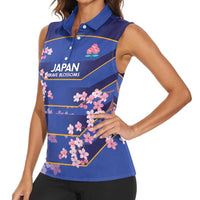 Custom Japan Rugby Women Sleeveless Polo Shirt Go Brave Blossoms - Wonder Print Shop