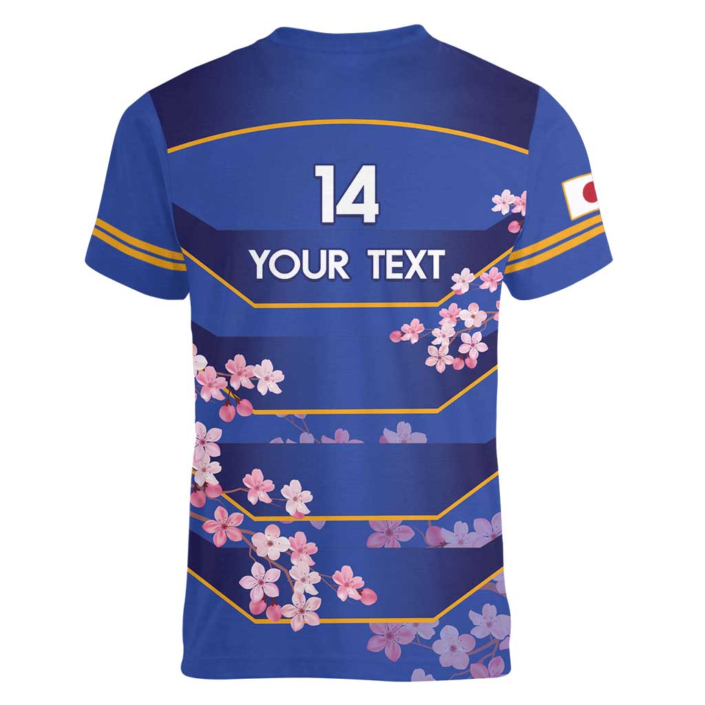 Custom Japan Rugby Women V-Neck T-Shirt Go Brave Blossoms - Wonder Print Shop